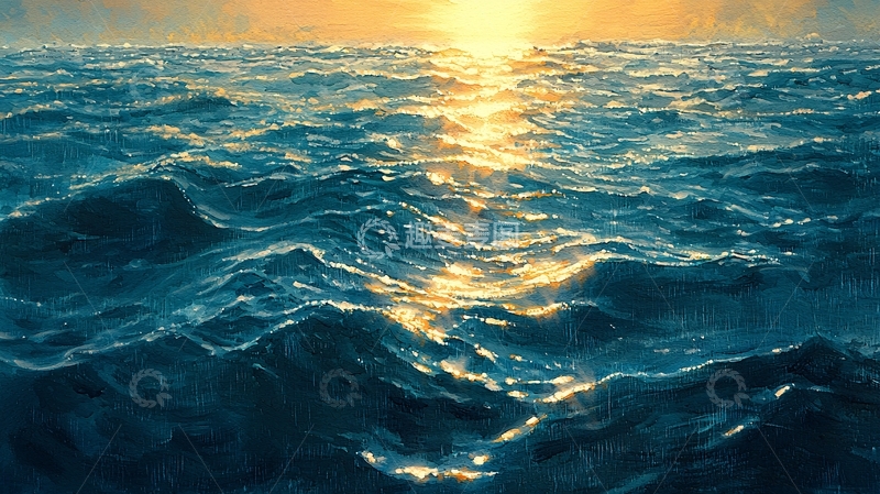 高清大图下载【趣麦麦图】日落海面波光粼粼