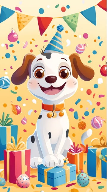 可爱卡通狗狗生日派对