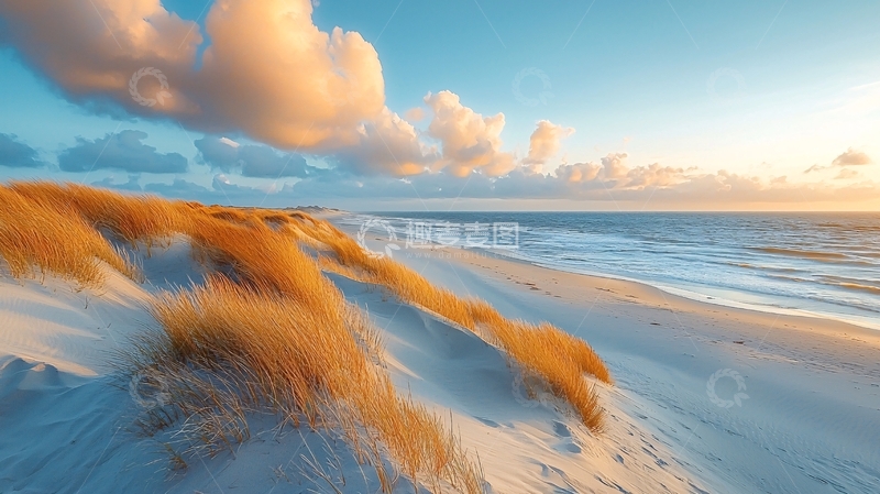 高清大图下载【趣麦麦图】海滩日落时分的宁静