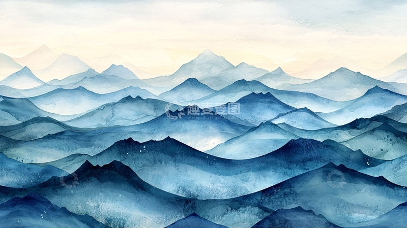 高清大图下载【趣麦麦图】层峦叠嶂的水墨山水画