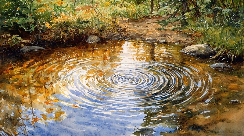 高清大图下载【趣麦麦图】水面涟漪的森林小水潭