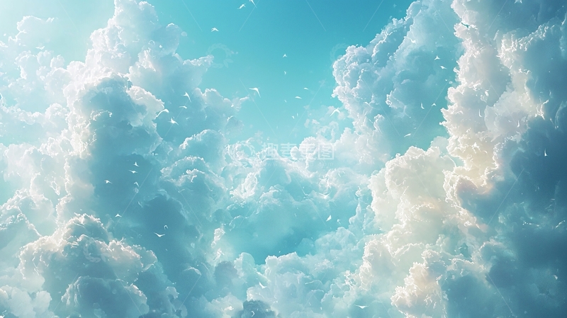 高清大图下载【趣麦麦图】蓝天白云阳光洒落
