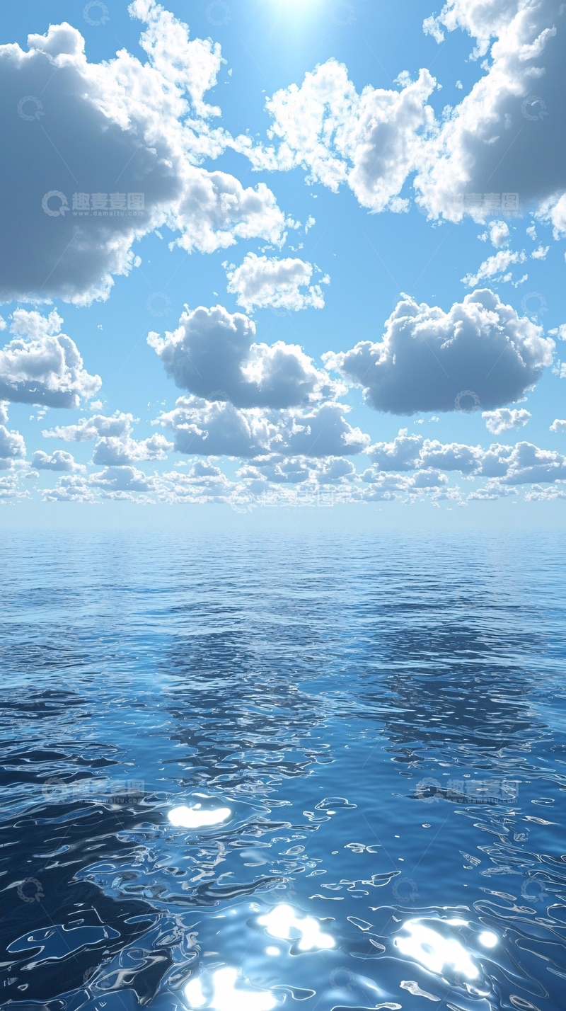 高清大图下载【趣麦麦图】晴朗天空下的平静海面