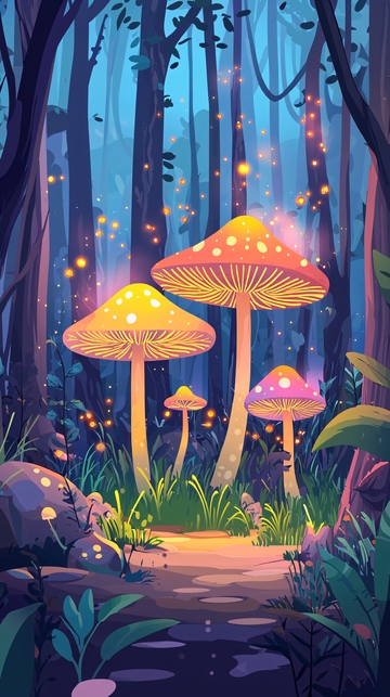 梦幻森林发光蘑菇