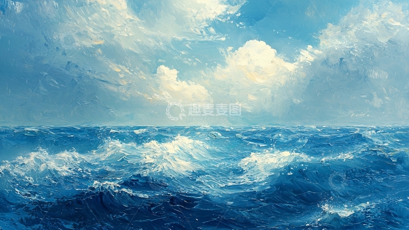高清大图下载【趣麦麦图】汹涌波涛的蓝色大海