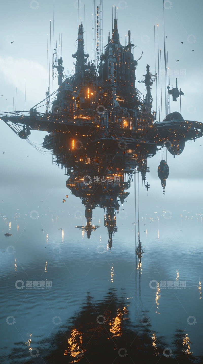 高清大图下载【趣麦麦图】悬浮岛屿未来都市