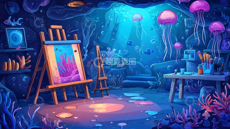 高清大图下载【趣麦麦图】海底艺术家工作室