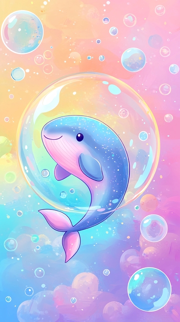 泡泡里的可爱鲸鱼