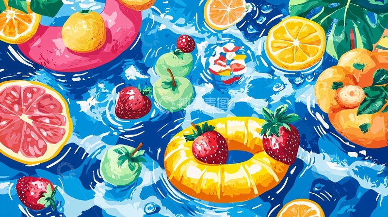高清大图下载【趣麦麦图】水果漂浮