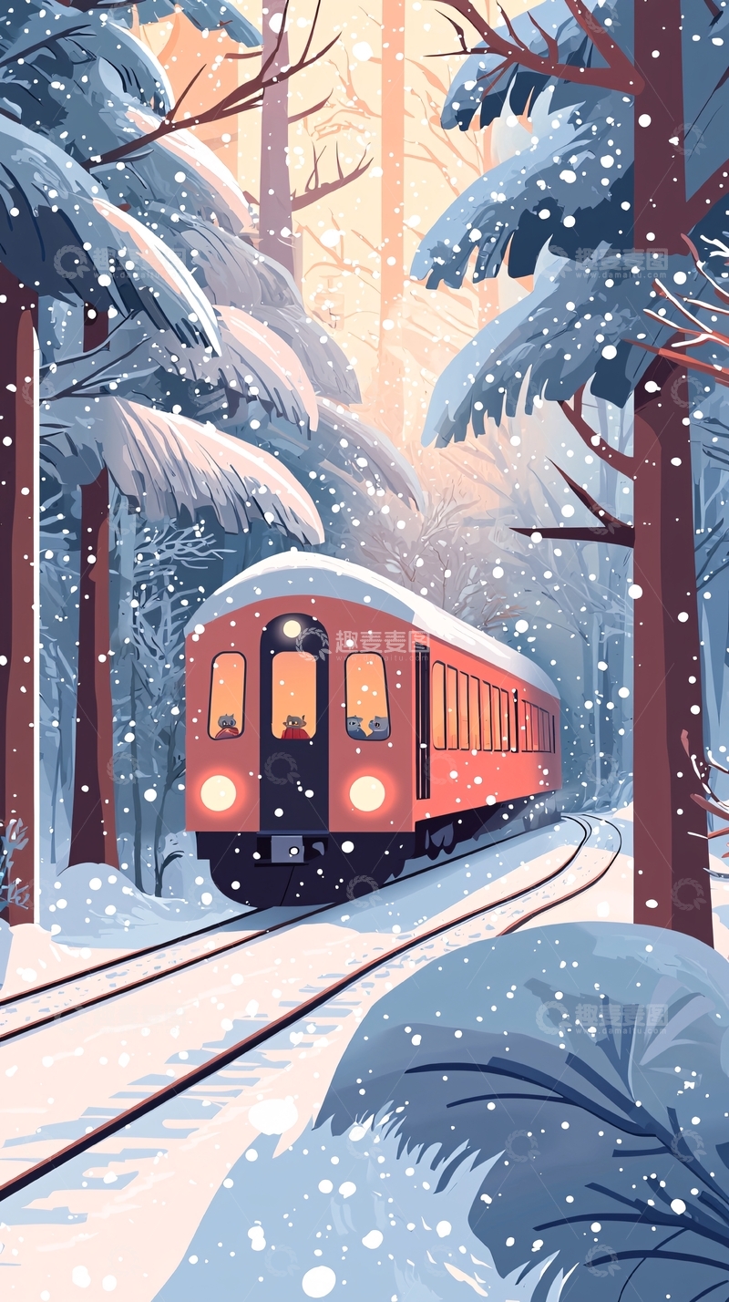 高清大图下载【趣麦麦图】冬季火车