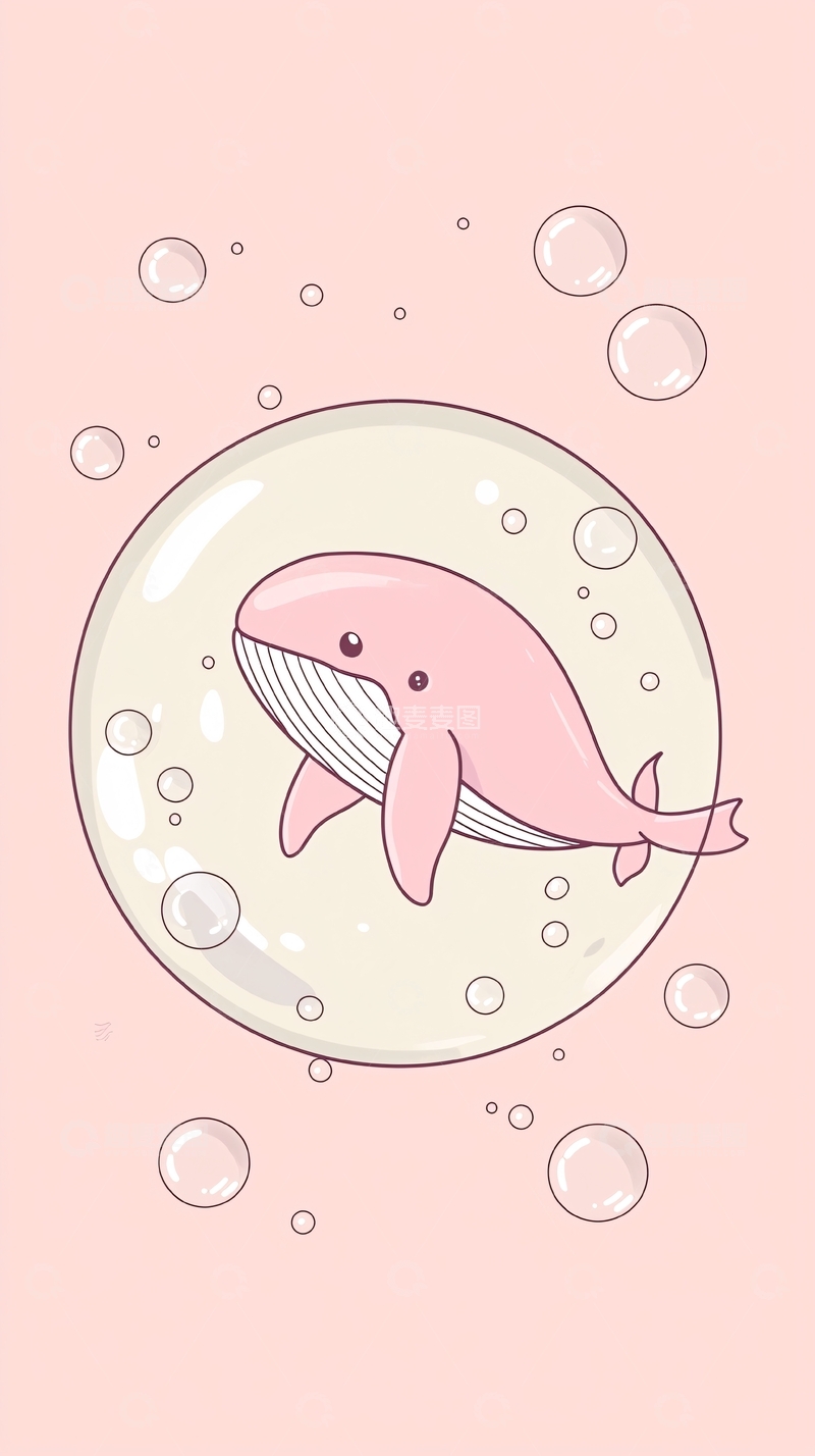 高清大图下载【趣麦麦图】粉色鲸鱼泡泡