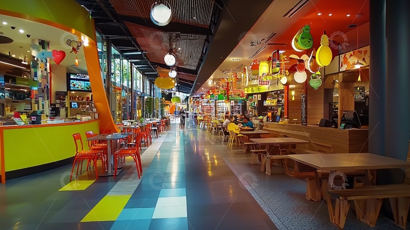 高清大图下载【趣麦麦图】彩色室内美食广场