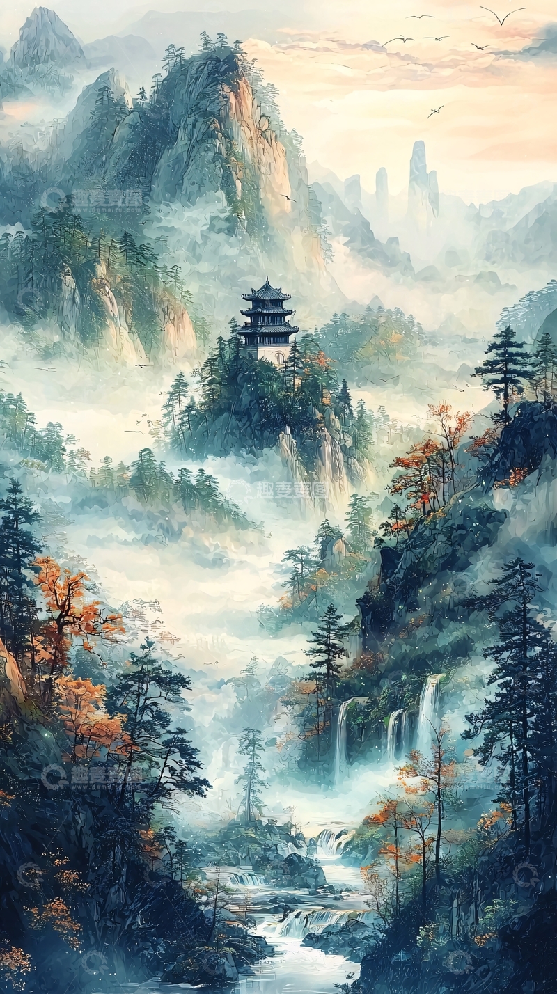 高清大图下载【趣麦麦图】-山水国画风