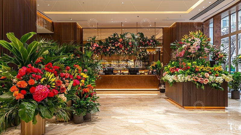 高清大图下载【趣麦麦图】酒店大堂鲜花装饰