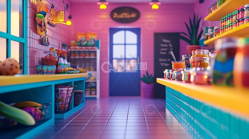 高清大图下载【趣麦麦图】卡通风格糖果店
