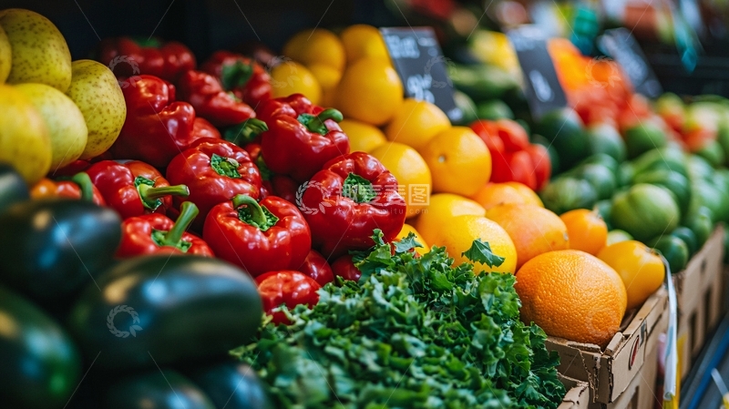 高清大图下载【趣麦麦图】新鲜水果蔬菜市场摊位