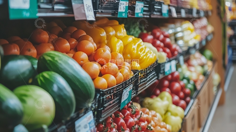 高清大图下载【趣麦麦图】超市水果蔬菜货架
