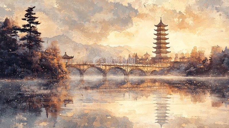 高清大图下载【趣麦麦图】江南水乡的朦胧景色