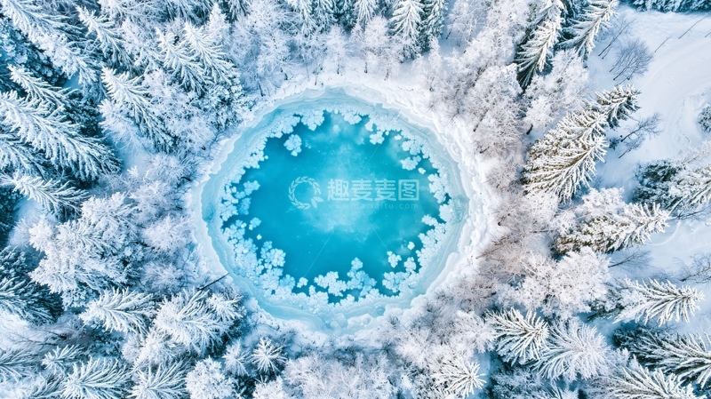 高清大图下载【趣麦麦图】雪地里的蓝冰湖