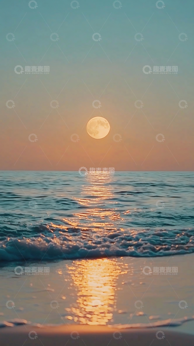 高清大图下载【趣麦麦图】大海日出月落