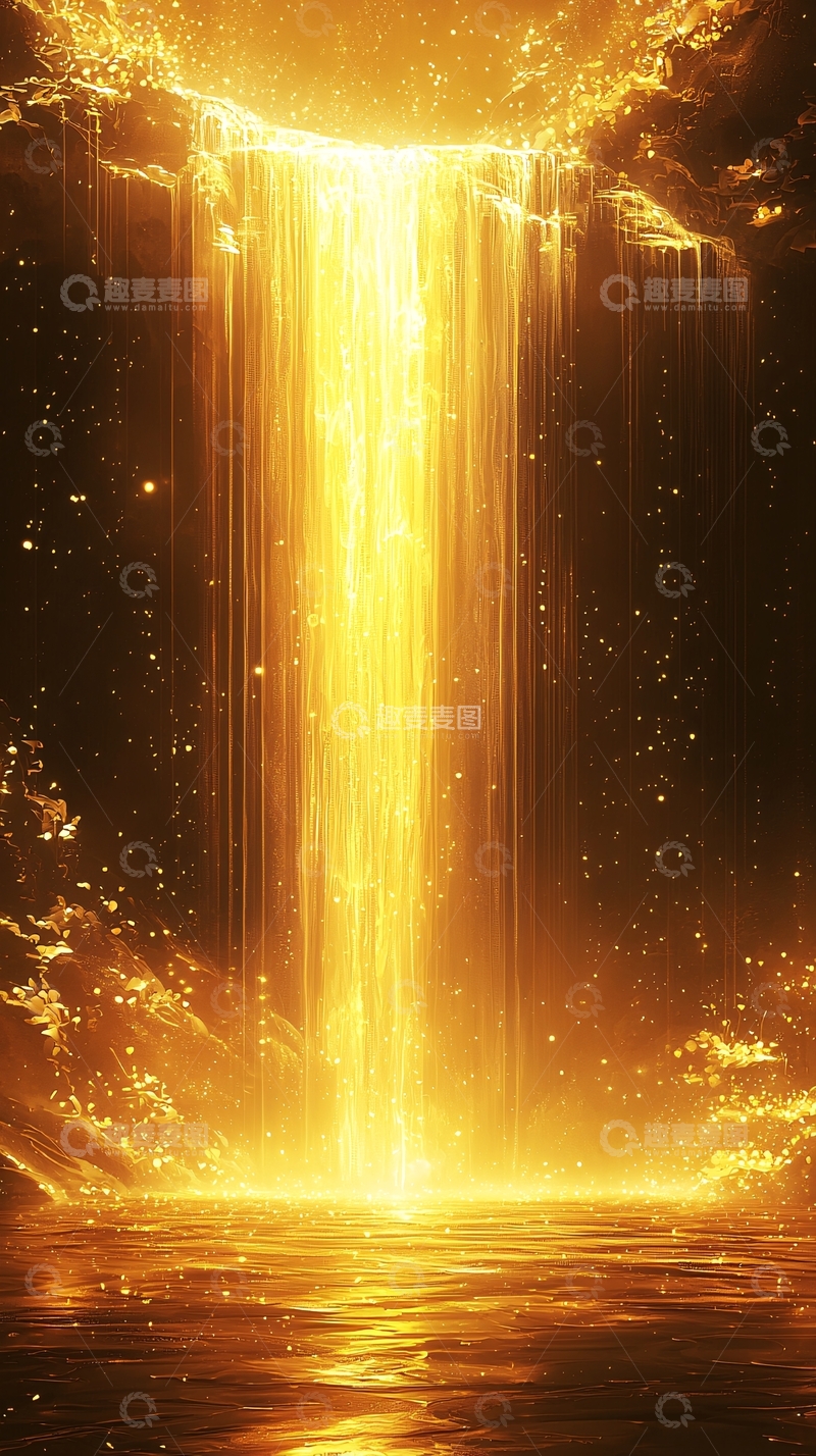 高清大图下载【趣麦麦图】金色瀑布
