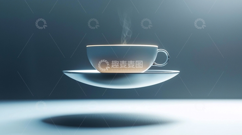 高清大图下载【趣麦麦图】未来主义风格悬浮咖啡杯