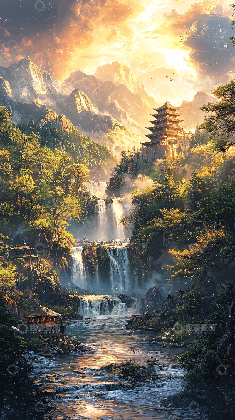 高清大图下载【趣麦麦图】山水楼阁