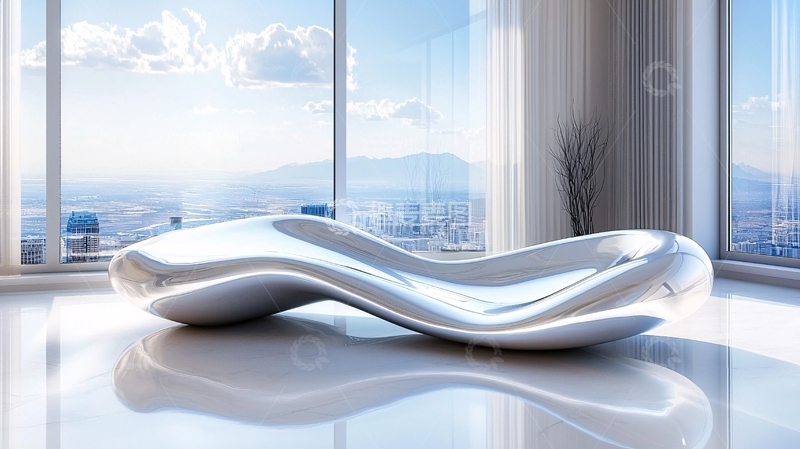 高清大图下载【趣麦麦图】现代流线型金属长沙发