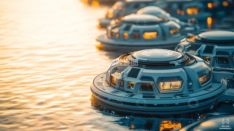 高清大图下载【趣麦麦图】-水面漂浮的未来科技装置