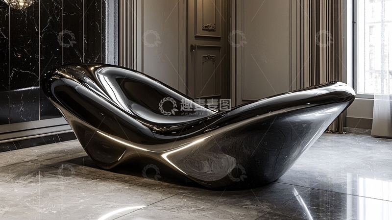 高清大图下载【趣麦麦图】黑色未来感雕塑浴缸