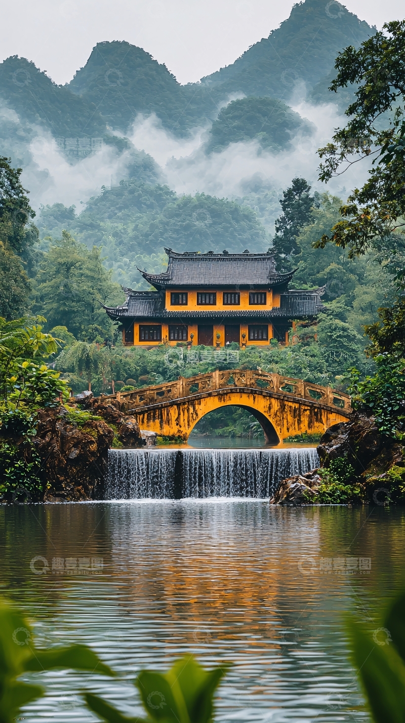 高清大图下载【趣麦麦图】山间古寺