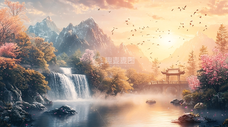 高清大图下载【趣麦麦图】水墨风山水画意境