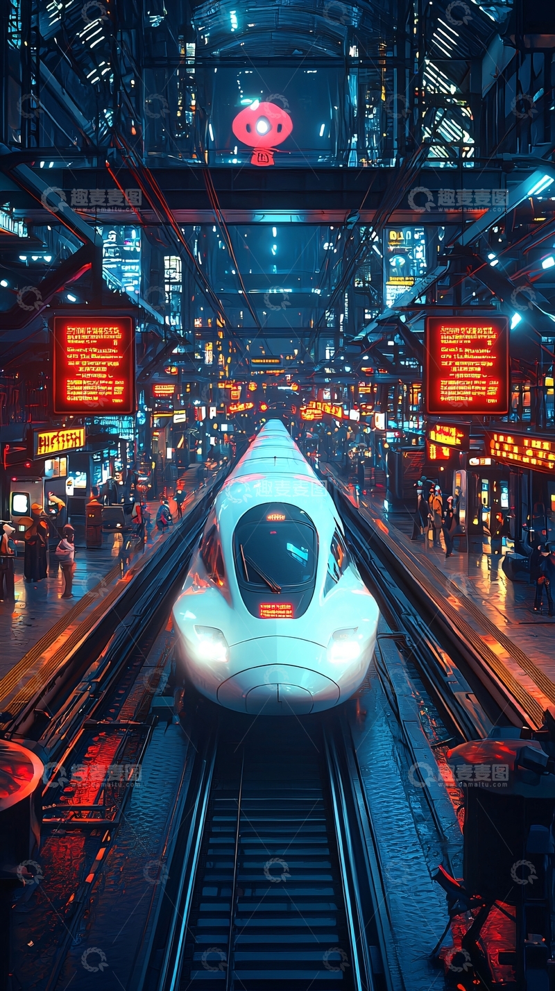 高清大图下载【趣麦麦图】未来科技感高铁站台