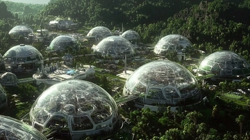 山谷中透明穹顶建筑群