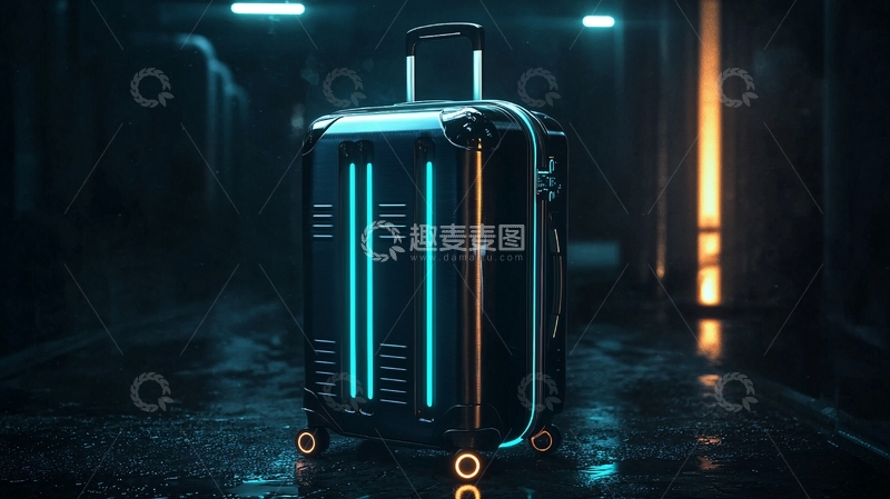 高清大图下载【趣麦麦图】未来科技感拉杆箱