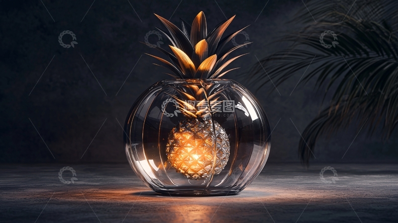 高清大图下载【趣麦麦图】黑色菠萝玻璃灯