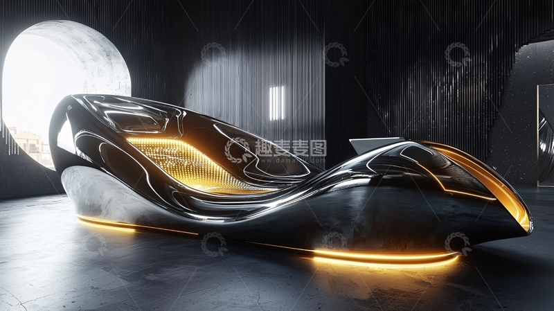 高清大图下载【趣麦麦图】未来感黑色金属沙发