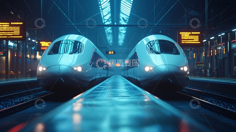 高清大图下载【趣麦麦图】未来科技高铁站台