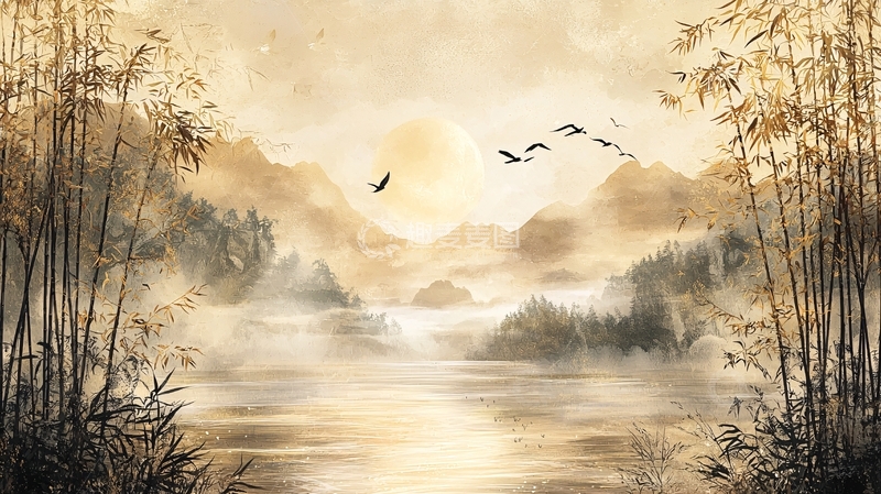 高清大图下载【趣麦麦图】水墨山水风格唯美风景