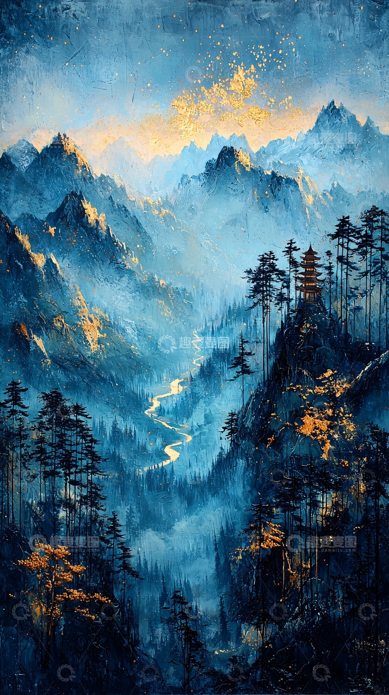 高清大图下载【趣麦麦图】山峦叠嶂云雾缭绕