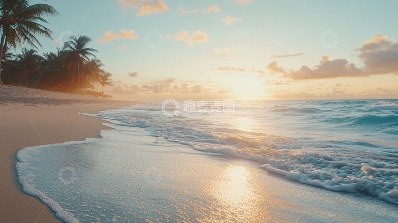 高清大图下载【趣麦麦图】海滩日出