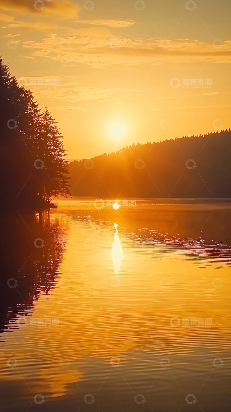 高清大图下载【趣麦麦图】日落湖景