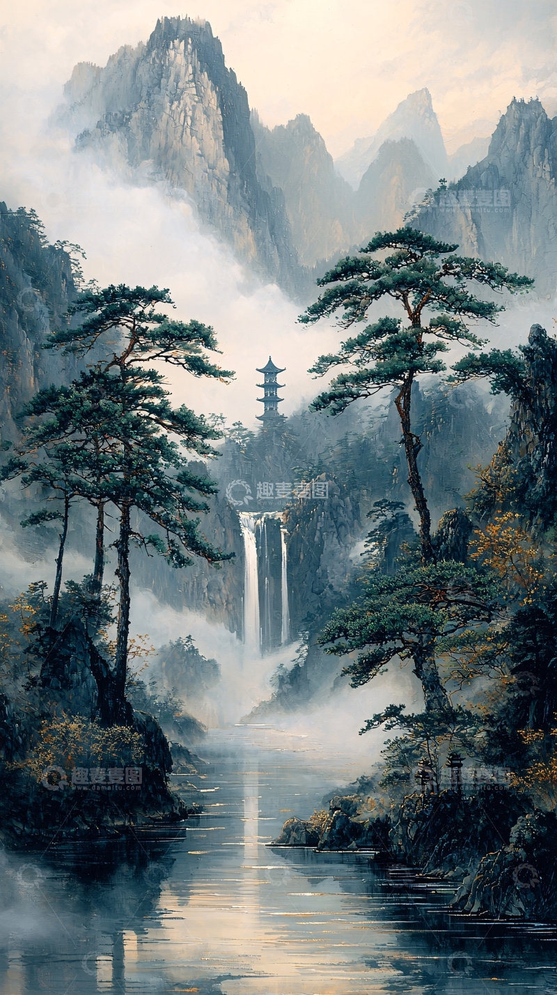 高清大图下载【趣麦麦图】山水水墨画