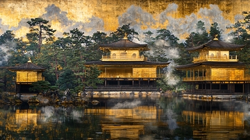 金阁寺水面倒影建筑