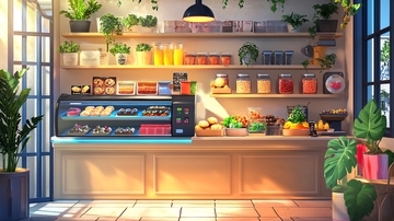 阳光洒落的小店