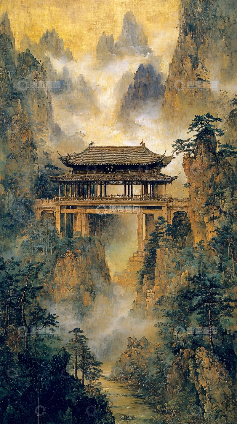 高清大图下载【趣麦麦图】中国风山水建筑