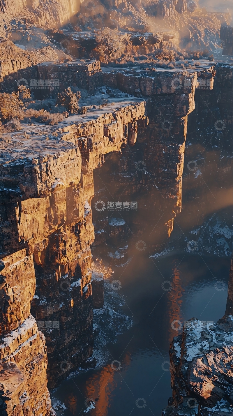 高清大图下载【趣麦麦图】峡谷河流冰雪覆盖