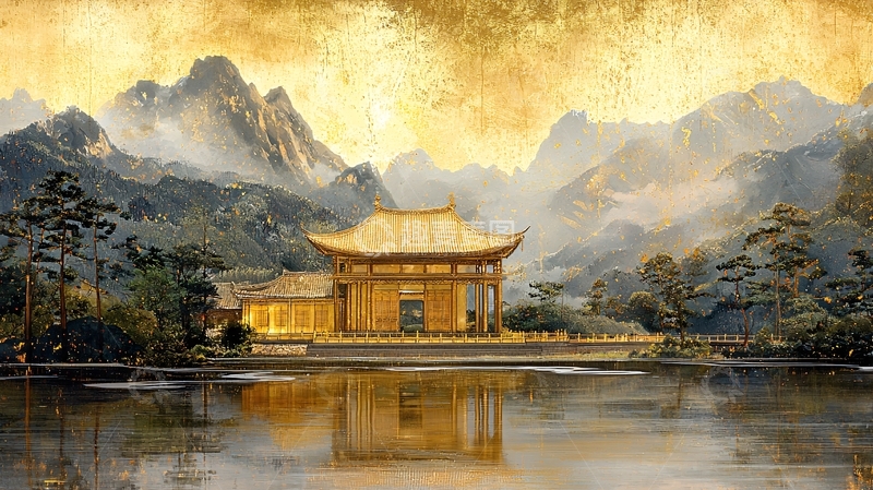 高清大图下载【趣麦麦图】金色屋顶在湖畔