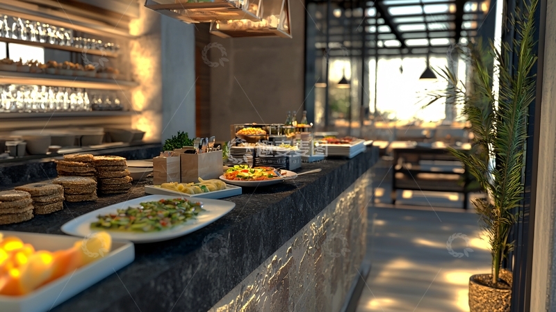 高清大图下载【趣麦麦图】现代化餐厅自助早餐区
