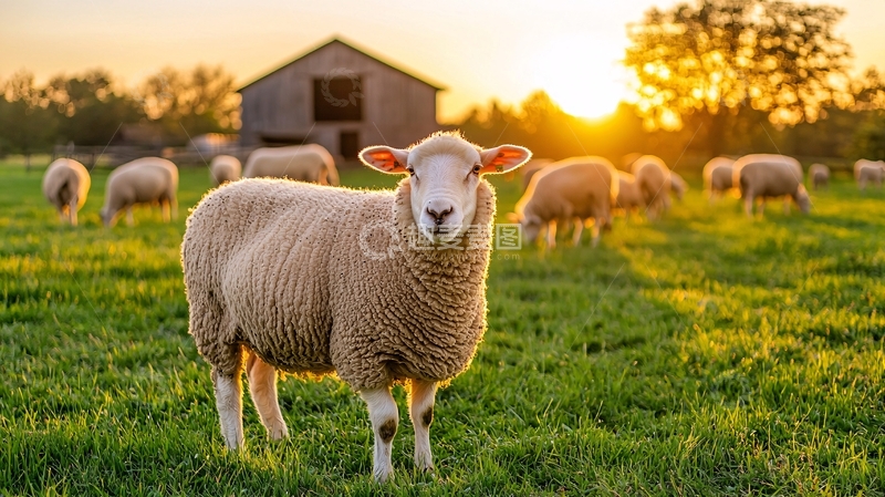 高清大图下载【趣麦麦图】夕阳下牧羊